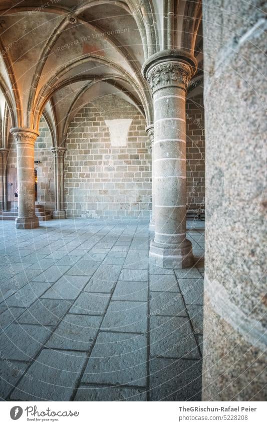 Abbey Mont Saint Michel from inside - archway Brittany mont saint michel mont saint-michel Mont St. Michel Mont St.Michel abbey Church Building Architecture