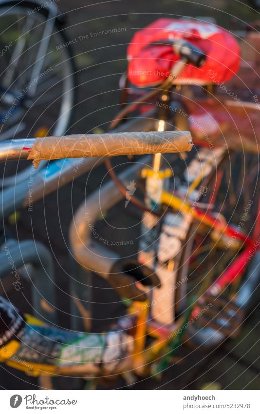 Temporary handle on the handlebar of a worn bike abandoned aged Background bars bicycle Bike classic colorful concept culture damaged decorative resaturated