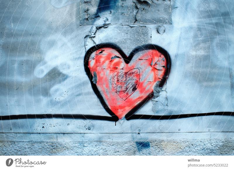 Open heart on a wall, aesthetic graffiti Heart Graffiti Life line Love Romance Declaration of love Infatuation Display of affection With love Valentine's Day