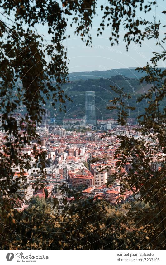 cityscape and architecture in Bilbao city, Spain, travel destination facade building structure construction rooftop view city view cityview panoramic aerial