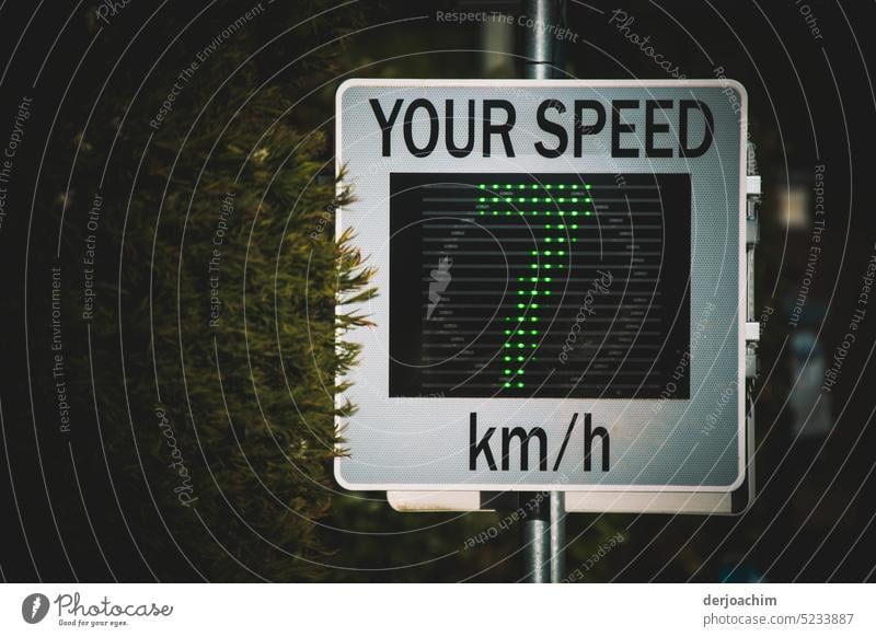 Display for vehicles on the campsite, please drive only 7 km fast. indicator Digits and numbers Close-up Deserted Colour photo Signs and labeling digit Detail