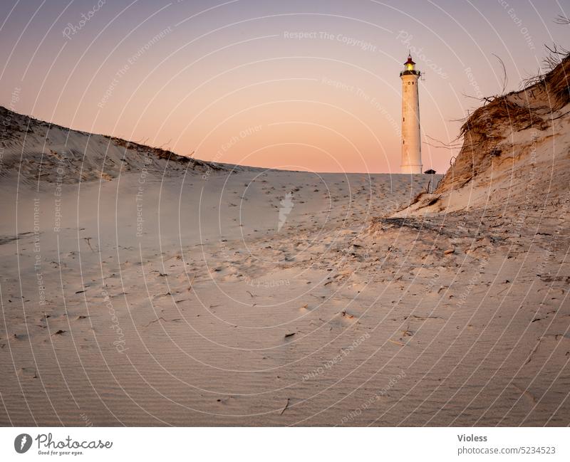 Lyngvig Fyr in the sunset Denmark voyage vacation Lighthouse duene Beach Sand Sunset Relaxation relaxation Deserted North Sea coast Fjord Landscape Hvide Sands