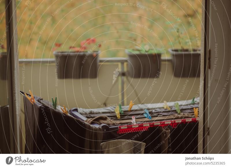 Laundry drying on the balcony Cotheshorse Balcony Washing clothesline Cleanliness Housekeeping Fresh Photos of everyday life Hang up Household Clothing