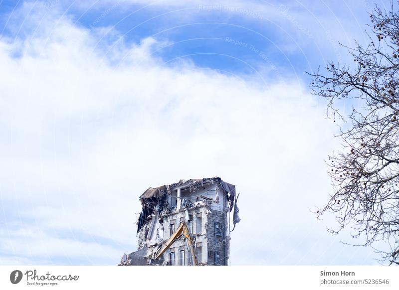 Ruin of modernity Building for demolition outline Industry Structural change Sky Clouds Haze Dust Termination remnants Change Ripe for demolition