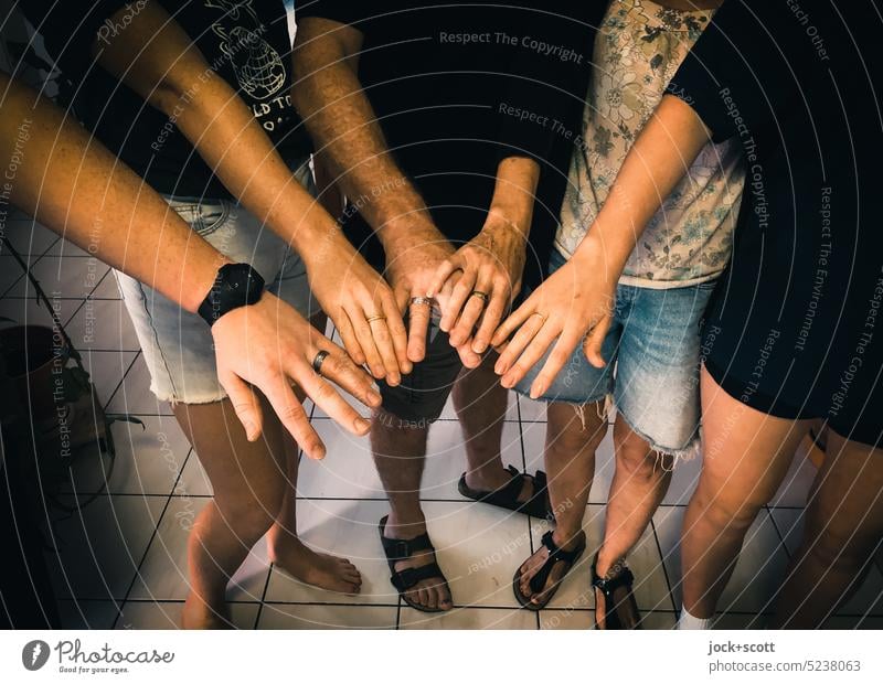 Ring on the finger - a symbol of solidarity and cohesion Family & Relations Arm Hand Human being Adults Trust Symbols and metaphors Together Group Lifestyle