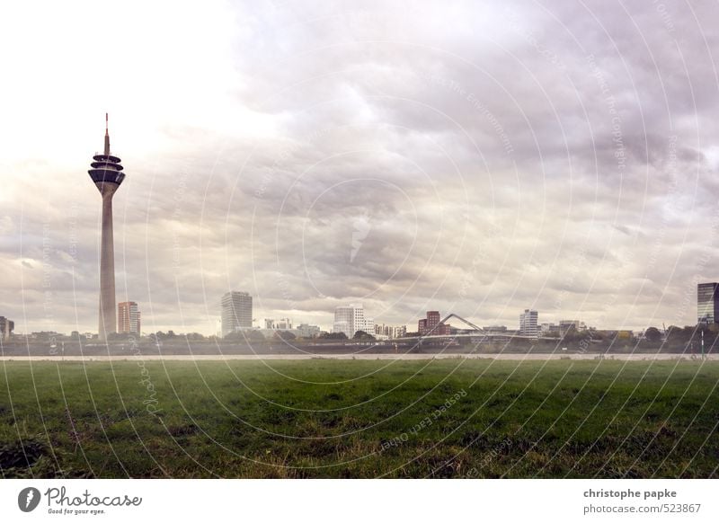 Düsseldorf - Media harbour Architecture Clouds Storm clouds Weather Gale Duesseldorf Germany Town Downtown Outskirts Skyline Deserted Tower Tourist Attraction