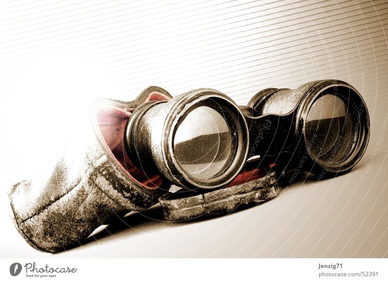 Stage view. Binoculars Opera glasses Telescope Optician Looking Operetta Event Velvet Monochrome Lens Stage play Magnifying glass case Sheath Sepia Old