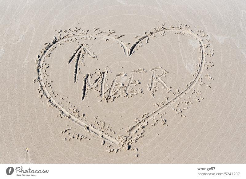 love the sea Beach Sandy beach Heart Ocean Arrow direction of arrow drawn in the sand coast Exterior shot Vacation & Travel Summer vacation Deserted Relaxation