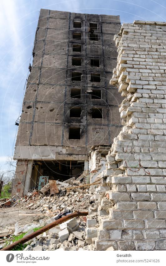 destroyed and burned houses in the city Russia Ukraine war Donetsk Kherson Kyiv Lugansk Mariupol Zaporozhye abandon abandoned attack bakhmut blown up