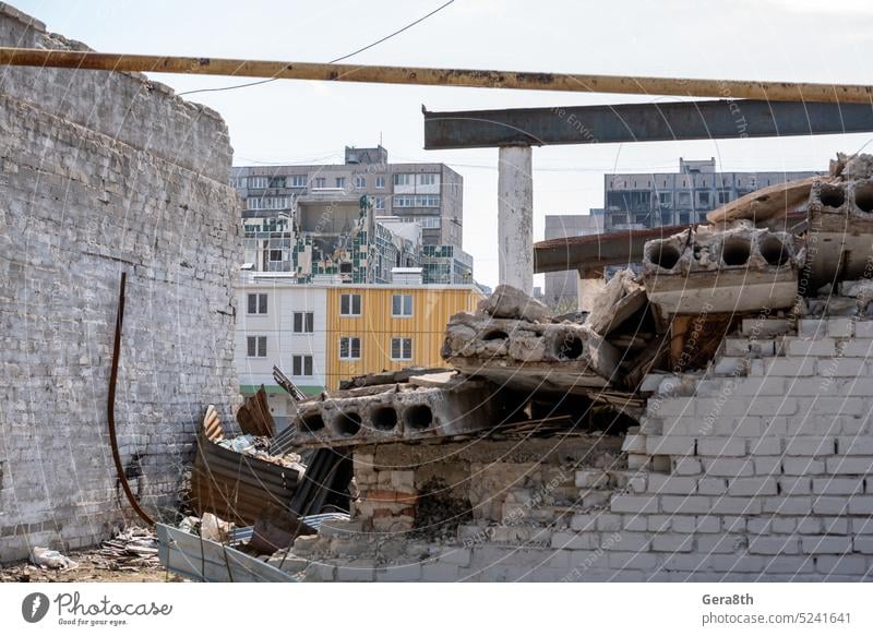 destroyed and burned houses in the city Russia Ukraine war Donetsk Kherson Kyiv Lugansk Mariupol Zaporozhye abandon abandoned attack bakhmut blown up