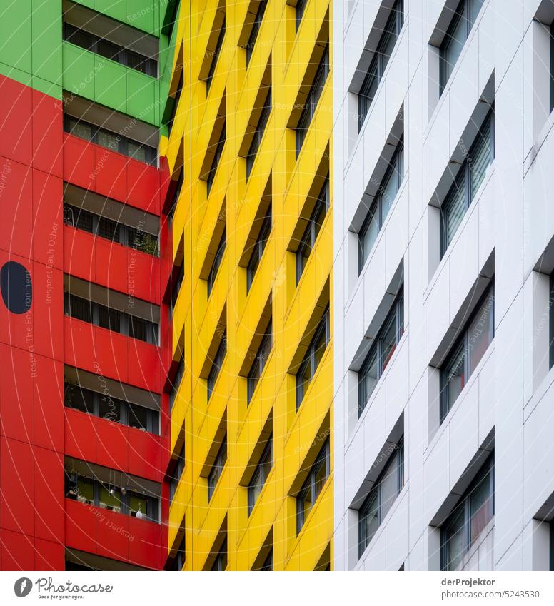 Colorful skyscraper in Berlin Deserted Copy Space middle Structures and shapes Copy Space top Pattern Abstract Contrast Exterior shot Copy Space bottom