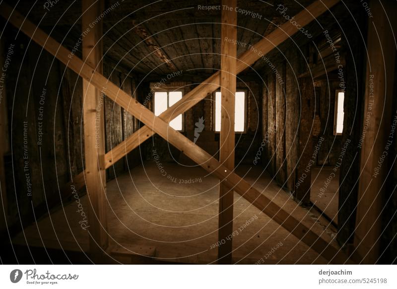 Large attic extension. Removing the roof Light Window Old Dark Deserted Dirty Colour photo Day Loneliness Contrast Shadow Attic Roof Skylight Room Creepy