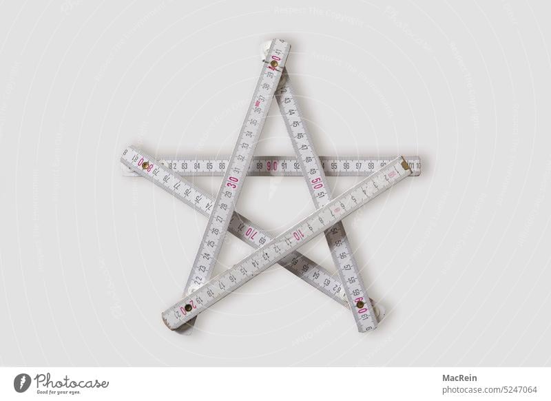 Folding rule in the shape of a pentagram five pronged Metre-stick Measuring tape five cornerstones Stars Occultism