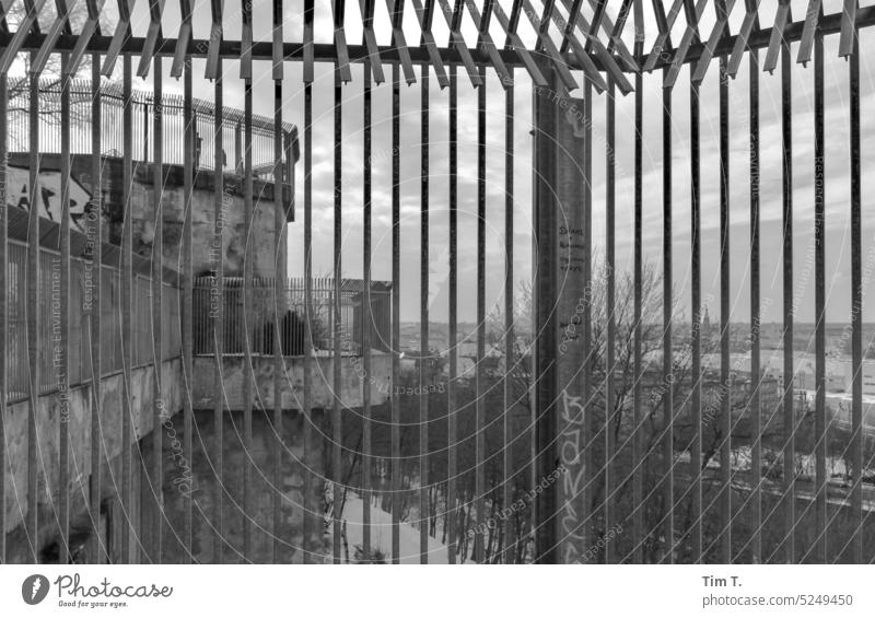 Winter at the bunker Wedding Humboldthain Dugout b/w Black & white photo Exterior shot Day Deserted B/W Architecture B&W Berlin