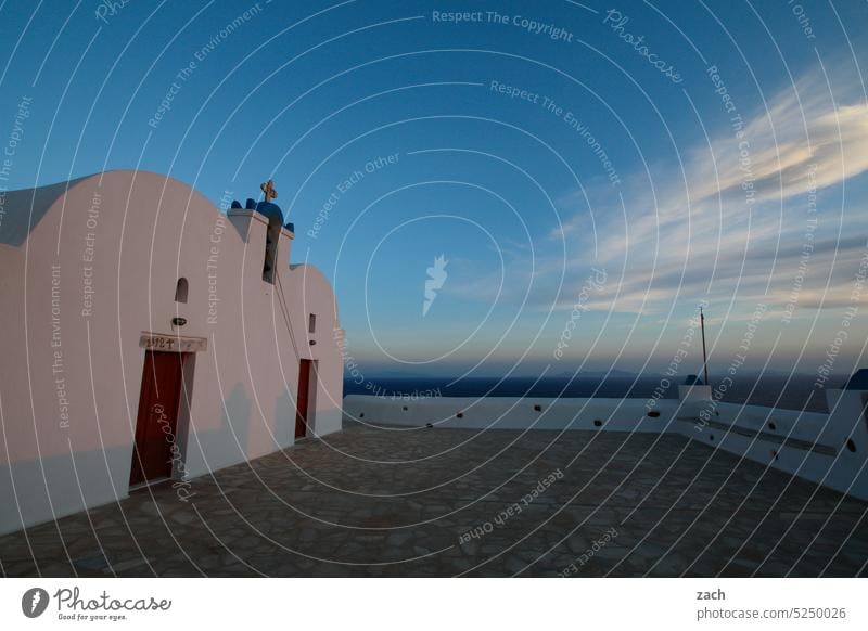 cheerful to cloudy Sunset Dusk Ocean Sky Horizon Twilight Clouds Orange Water Evening Nature coast Blue Cyclades Greece Mediterranean sea the Aegean Island