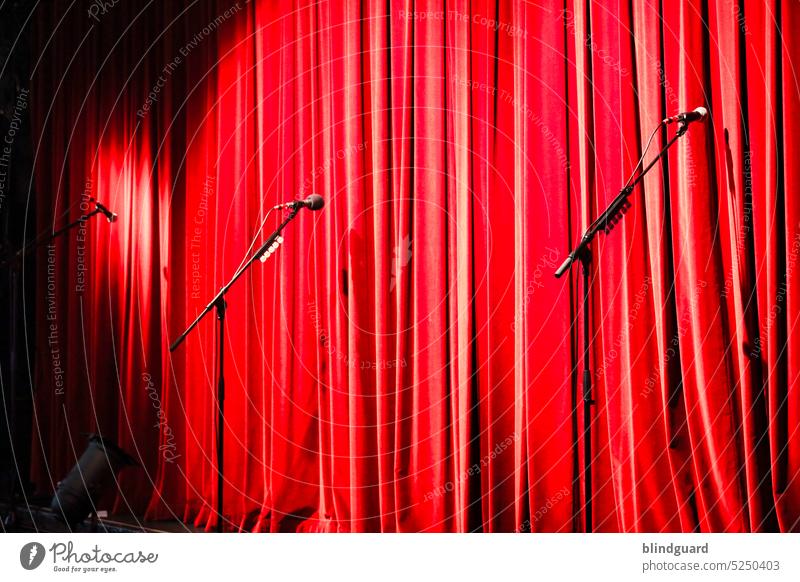 Show must go on Drape Stage Concert Microphone Event Shows Culture Theatre Interior shot Colour photo Entertainment Deserted Art Opera Velvet Folds background