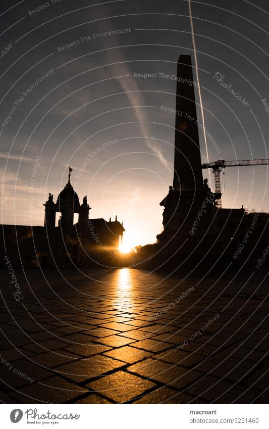 Potsdam - Market Markets Museum Church Tourism Sunset Evening sun Shadow Silhouette Vapor trail Blue sky Clouds in the evening warm cranes construction works