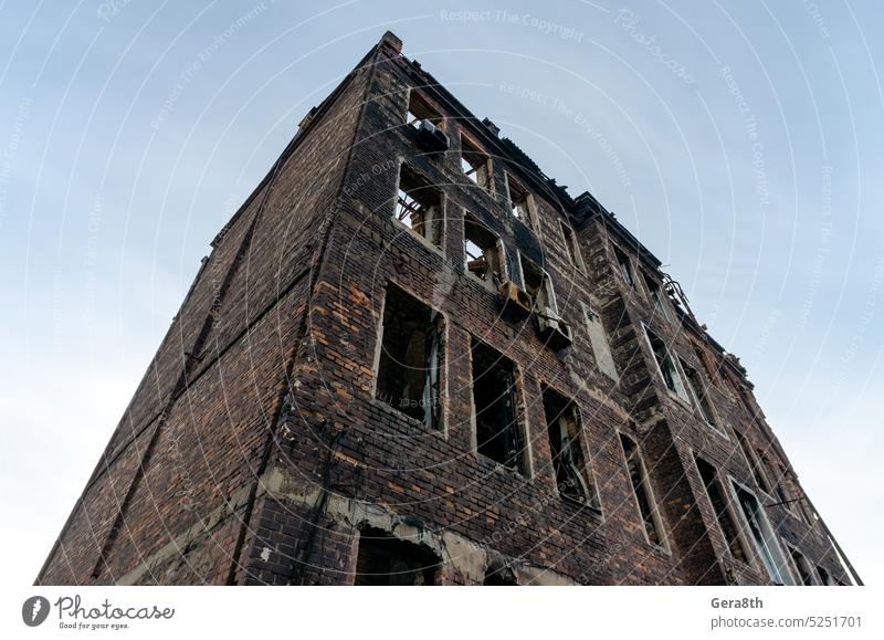 destroyed and burned houses in the city Russia Ukraine war Donetsk Kherson Kyiv Lugansk Mariupol Zaporozhye abandon abandoned attack bakhmut blown up