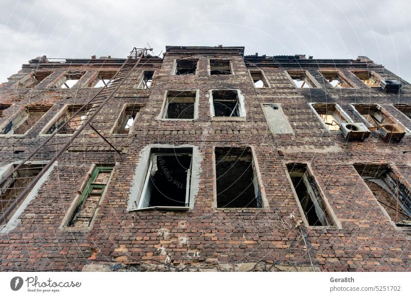 destroyed and burned houses in the city Russia Ukraine war Donetsk Kherson Kyiv Lugansk Mariupol Zaporozhye abandon abandoned attack bakhmut blown up