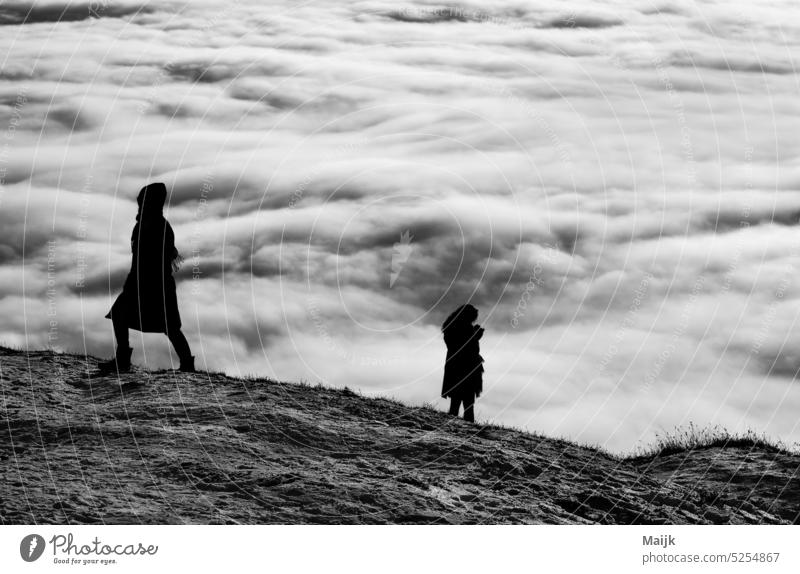 fog Fog Exterior shot Slope Landscape Snow Winter Nature Black & white photo Day Environment Mountain Peak Snowcapped peak Panorama (View) persons Cold