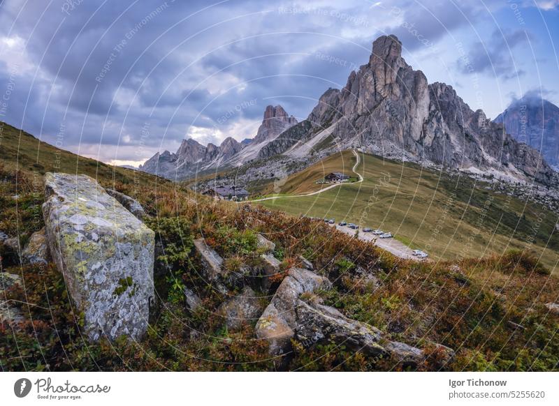 Giau Pass high alpine pass, popular travel destination in Dolomites, Italy dolomites stone giau italy passo rock peak italian tourism nature mountain landscape