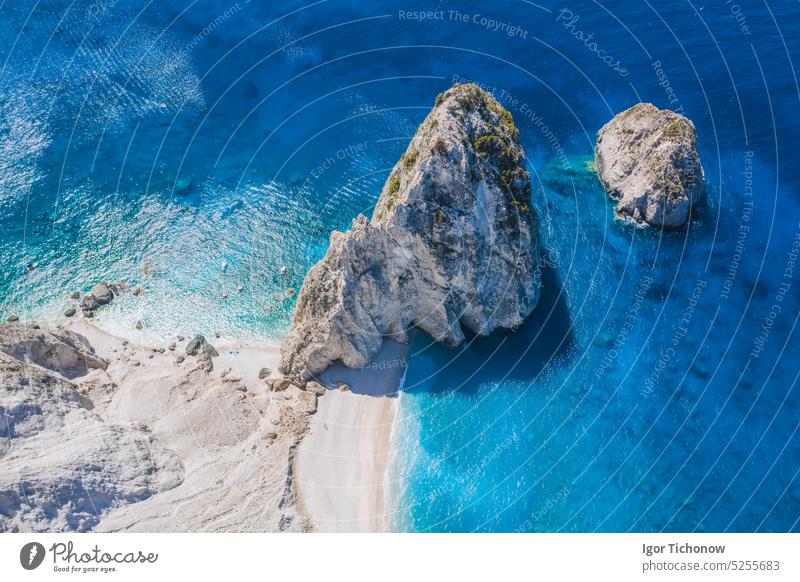 Aerial view of Mizithres cliff rock in Zakynthos Ionian island, Greece zakynthos aerial beautiful keri drone mizithres cape travel summer landscape sea blue