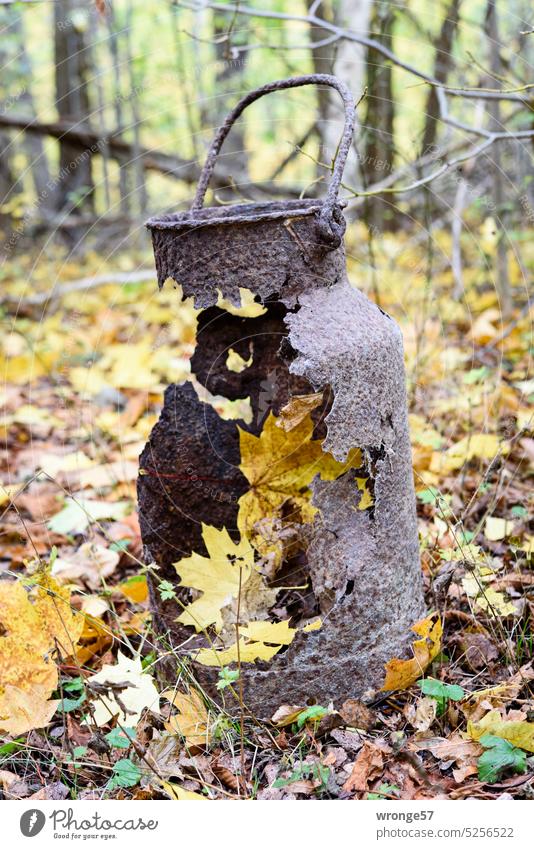 Loose leaf | collection topic day Collection Loose leaf collection Autumn Autumn leaves Milk churn Old corroded Rusty milk can Autumnal Autumnal colours