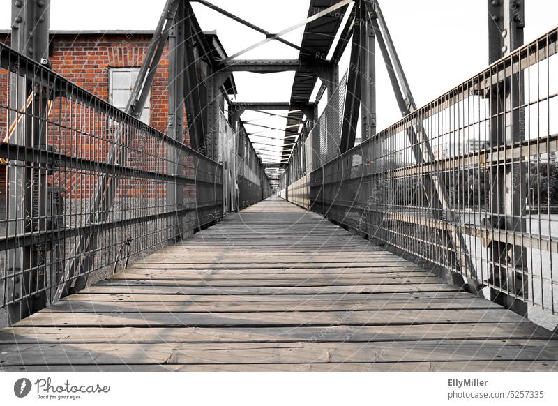 Weir bridge Wieblingen in Heidelberg Bridge pedestrian bridge Town Architecture Deserted Perspective Pedestrian crossing Manmade structures Lanes & trails