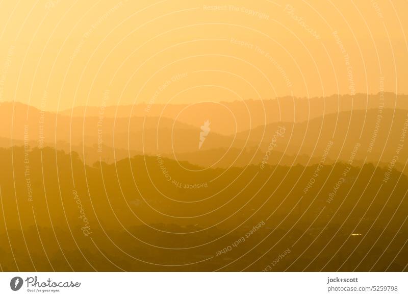 Peace, a sunny day says goodbye over the mountains Sunset Silhouette Evening Light (Natural Phenomenon) Twilight Landscape Mountain Nature Beautiful weather