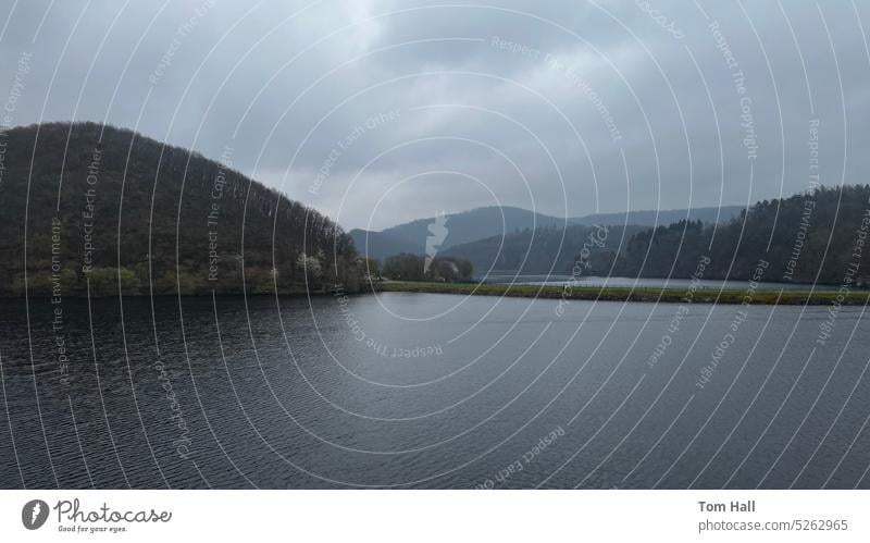 Lakeview Simmerath Water Body of water landscape Clouds cloudy rain Landscape Sky Nature Exterior shot Reflection Lakeside Environment Forest moutains