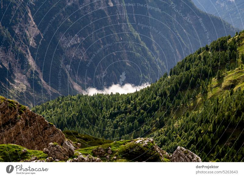 Morning mountains in fog in Triglav National Park II Panorama (View) Long shot Deep depth of field Sunrise Sunbeam Light (Natural Phenomenon) Reflection