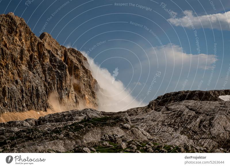 Morning mountains in fog in Triglav National Park V Panorama (View) Long shot Deep depth of field Sunrise Sunbeam Light (Natural Phenomenon) Reflection