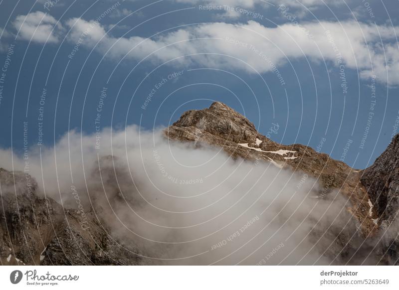 Morning mountains in fog in Triglav National Park IV Panorama (View) Long shot Deep depth of field Sunrise Sunbeam Light (Natural Phenomenon) Reflection