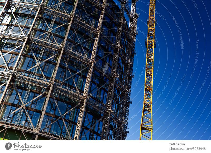 Construction site, Schöneberg gasometer Architecture Berlin Office city Germany Twilight Facade Window Worm's-eye view Building Capital city