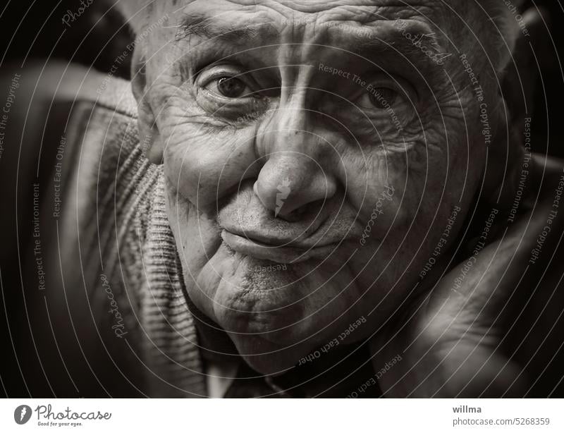 Grandpa the old rogue Senior citizen portrait Man Face mischievous Impish facial expression age Pensioners amused Skeptical Human being Male senior grandpa