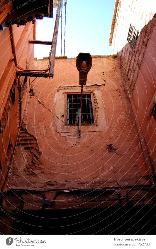 let there be light Morocco Mahgreb House (Residential Structure) Wall (barrier) Town Alley Lamp Street lighting Window Awareness marrakech Lighting Sky