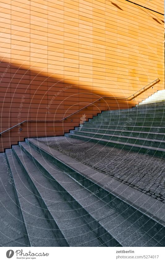 Stairs at Potsdamer Platz Architecture Berlin Office city Germany Facade Worm's-eye view Building Capital city House (Residential Structure) High-rise downtown