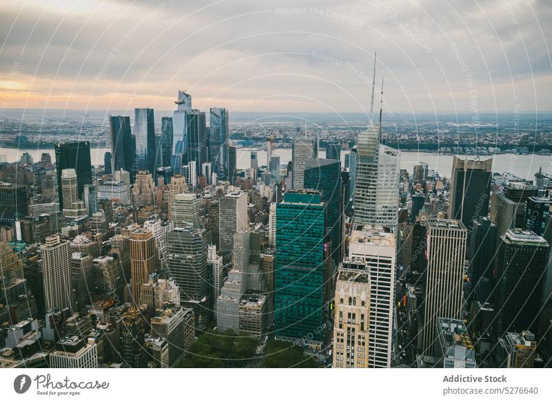 Modern skyscrapers against cloudy sky infrastructure sunset building city tower downtown new york usa united states america architecture center sightseeing