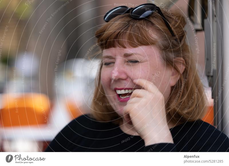 MainFux | laughing woman Woman laughs portrait Smiling pretty Joy Happy Laughter Human being Colour photo Happiness Feminine Adults Exterior shot Contentment