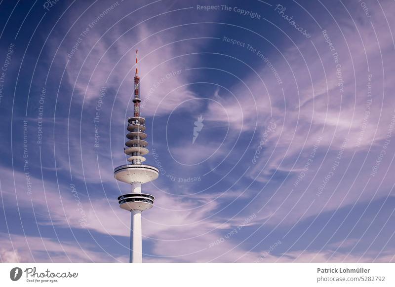 Television Tower Hamburg Television tower Hanseatic City Sky detail Architecture Detail voyage Tourism City trips Blue minimalism Minimalistic sunny cloud Spire