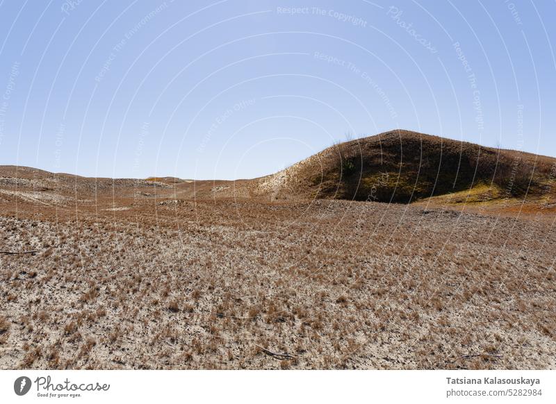 The Gray Dunes, or the Dead Dunes is sandy hills with a bit of green specks at the Lithuanian side of the Curonian Spit Neringa desert wind erosion landscape