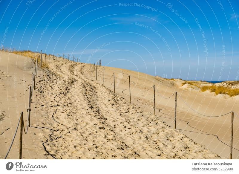 The Gray Dunes, or the Dead Dunes is sandy hills with a bit of green specks at the Lithuanian side of the Curonian Spit Neringa desert wind erosion landscape