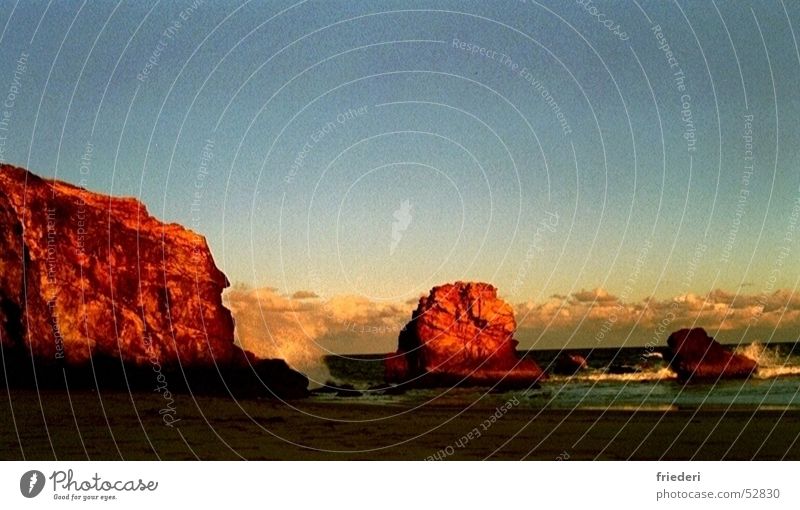 Australian Beach Sunset Ocean Evening sun Clouds Waves Coast Rock Sand Water