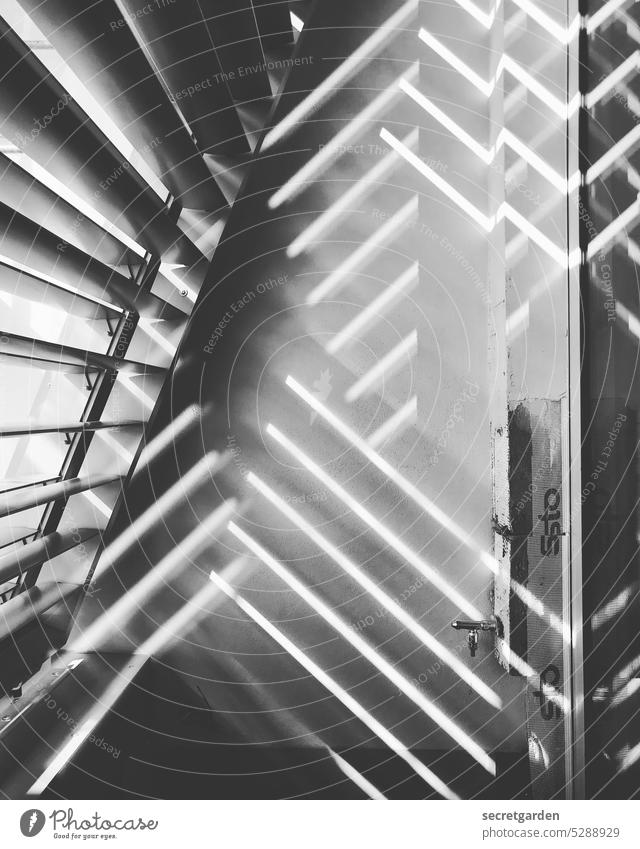 gray in gray | structures and stripes Stripe Architecture Facade slats Light Beam of light Shadow Terrace Balcony architectonically architectural photography