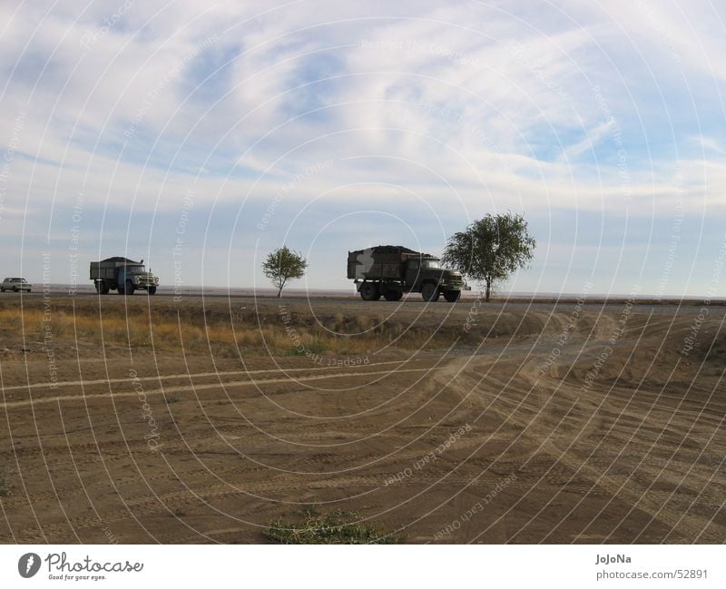 transport through the steppe Kazakhstan Truck Steppe Logistics Far-off places