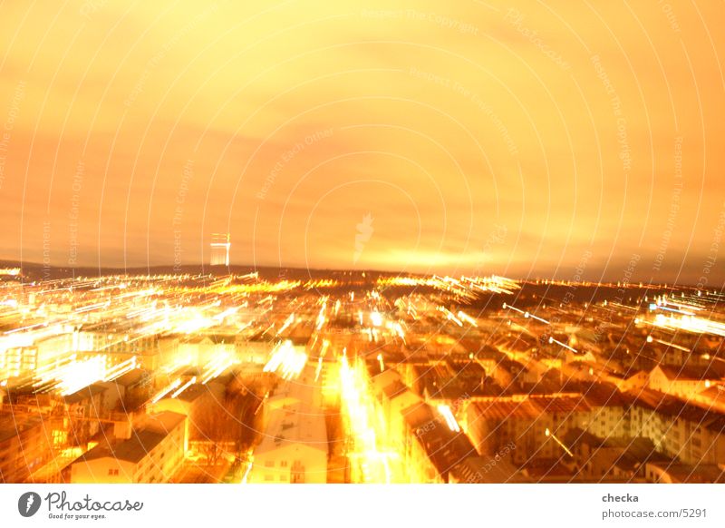 stuggitown zoom Town Stuttgart Long exposure Night Speed Europe Light Energy industry