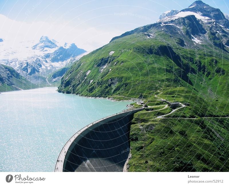 Kaprun Reservoir Mooserboden Austria Europe Tourist Surface of water Glacier Hiking Stausee Mooserboden Retaining wall Mountain Lake Panorama (View) Peak