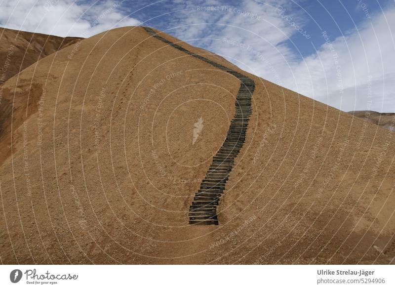 Iceland | Kerlingarfjöll Geothermal Area | Footprints and Stairs geothermal area termal off Tracks Loneliness Landscape Upward trace path Hiking Lanes & trails