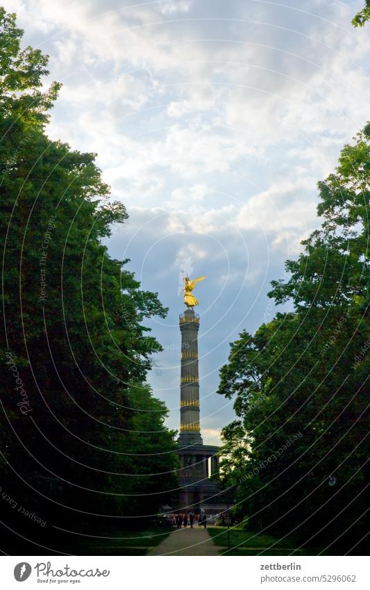 golden elks Evening Tree Berlin leaf gold Monument Germany Twilight else Closing time Figure Gold Goldelse victory statue big star Capital city Sky memorial