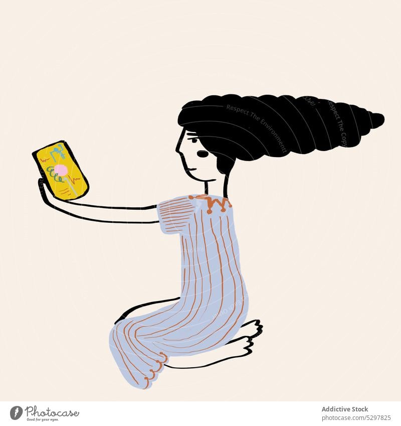 Vector illustration of woman drawing in sketchbook vector artist picture artwork cartoon talent dress romantic stripe creative design inspiration pen lonely